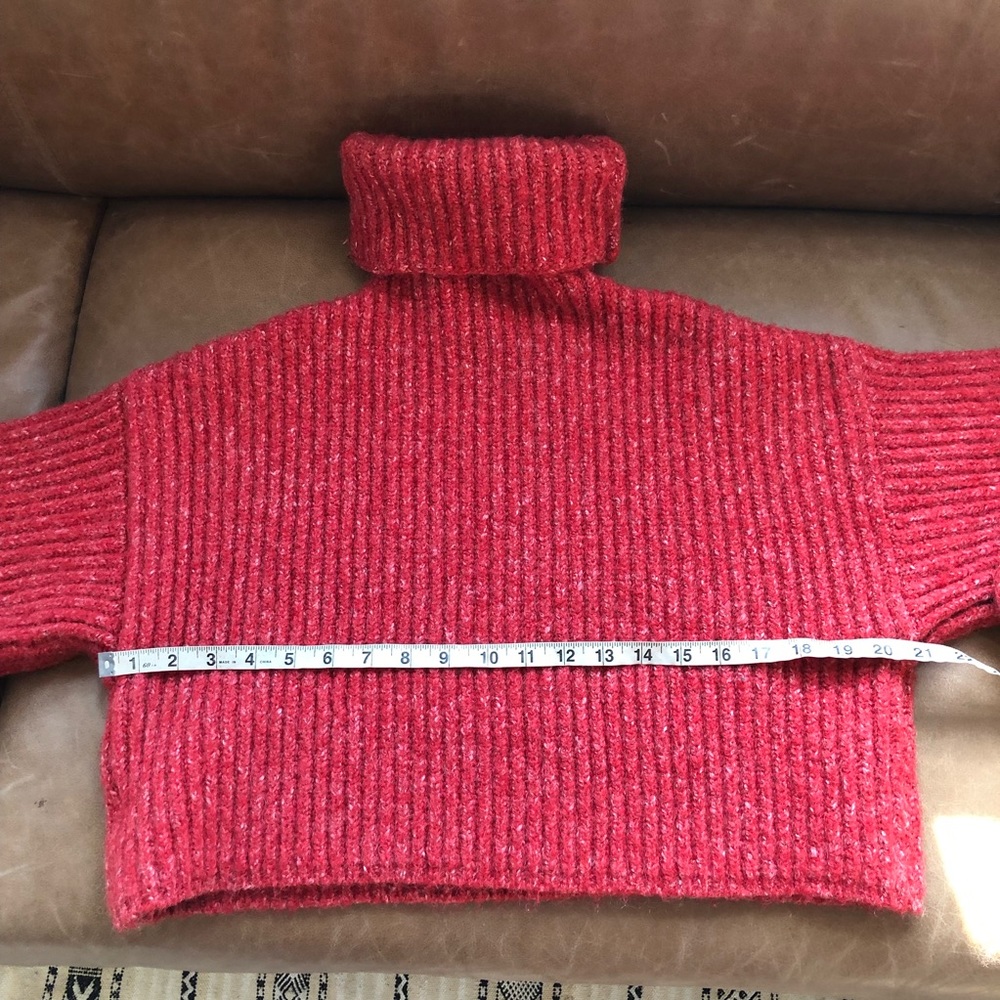 Goddess cropped ribbed turtleneck sweater cozy knit bohemian layer fall winter - Picture 5 of 8